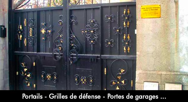 portail porte garage grille de defense fer forgé